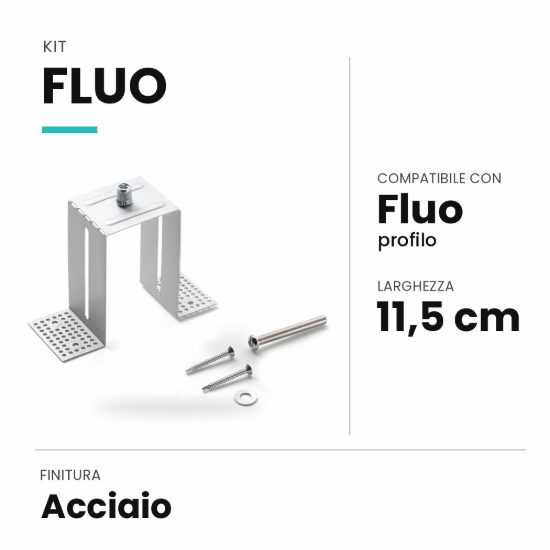 Ideal lux fluo kit di montaggio a incasso per profilo acciaio