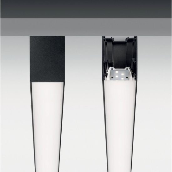 Ideal lux fluo plafoniera lineare led 27w 3000k 120,5cm per ufficio nera