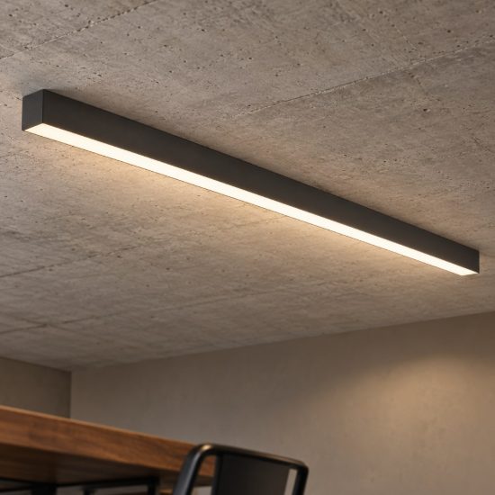 Ideal lux fluo plafoniera lineare led 36w 3000k 180,5cm per ufficio nera