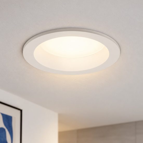 Ideal lux basic faretto da incasso per cartongesso led smd 20w 3000k foro 12,5cm rotondo bianco