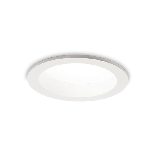 Ideal lux basic faretto da incasso per cartongesso led smd 20w 3000k foro 12,5cm rotondo bianco