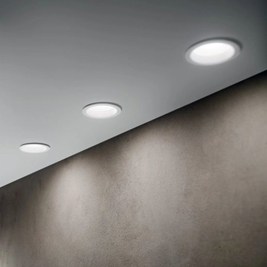 Ideal lux basic faretto da incasso per cartongesso led smd 20w 3000k foro 12,5cm rotondo bianco