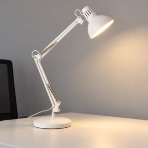 Ideal lux wally tl1 lampada da scrivania snodata e27 moderna bianca
