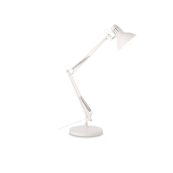 Ideal lux wally tl1 lampada da scrivania snodata e27 moderna bianca