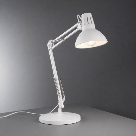 Ideal lux wally tl1 lampada da scrivania snodata e27 moderna bianca
