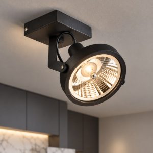 Ideal lux glim faretto da soffitto orientabile gu10 con base quadrata per cucina nero
