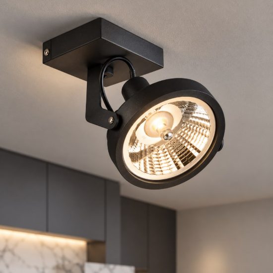 Ideal lux glim faretto da soffitto orientabile gu10 con base quadrata per cucina nero