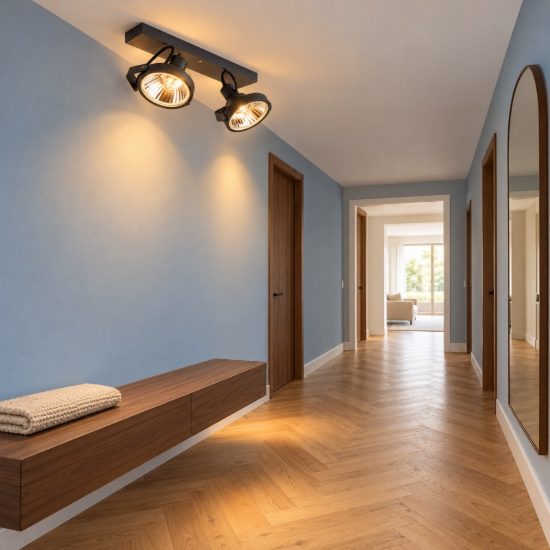 Ideal lux glim plafoniera con 2 faretti orientabili gu10 31cm per corridoio nera