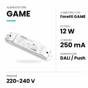 Ideal lux game alimentatore dimmerabile dali push 12w 250ma per faretti da incasso