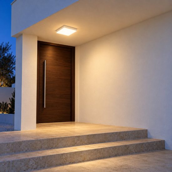 Ideal lux mib plafoniera da esterno quadrata led 18w 4000k 30cm moderna bianca ip65