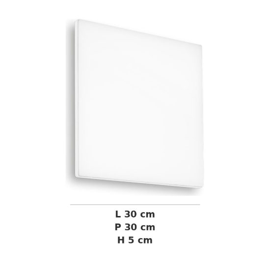 Ideal lux mib plafoniera da esterno quadrata led 18w 4000k 30cm moderna bianca ip65
