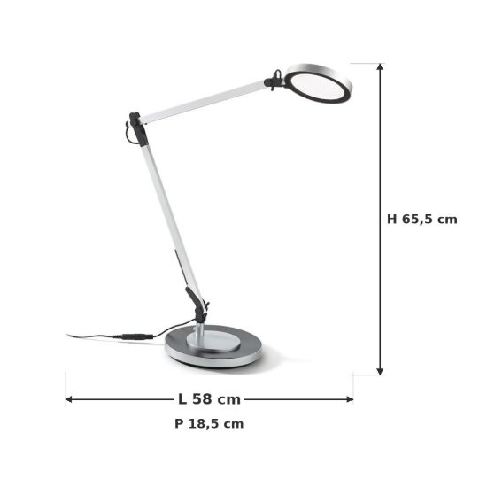 Ideal lux futura lampada da scrivania led 12,5w 4000k dimmerabile 65,5cm per ufficio alluminio