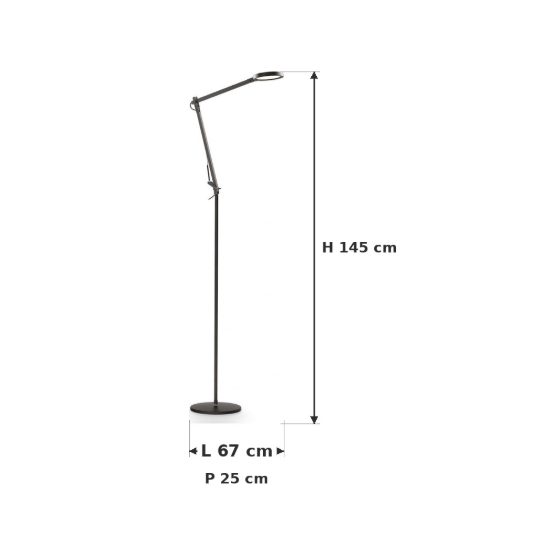Ideal lux futura piantana led 12,5w 4000k dimmerabile 145cm per soggiorno moderna nera