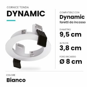 Ideal lux dynamic cornice tonda per faretti da incasso bianca
