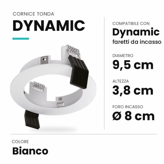 Ideal lux dynamic cornice tonda per faretti da incasso bianca