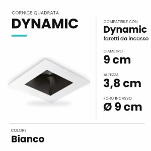 Ideal lux dynamic cornice quadrata per faretti da incasso bianca