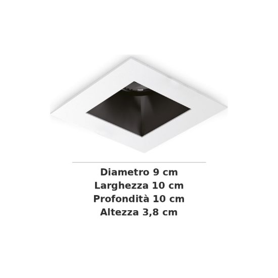 Ideal lux dynamic cornice quadrata per faretti da incasso bianca
