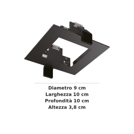 Ideal lux dynamic cornice quadrata per faretti da incasso nera