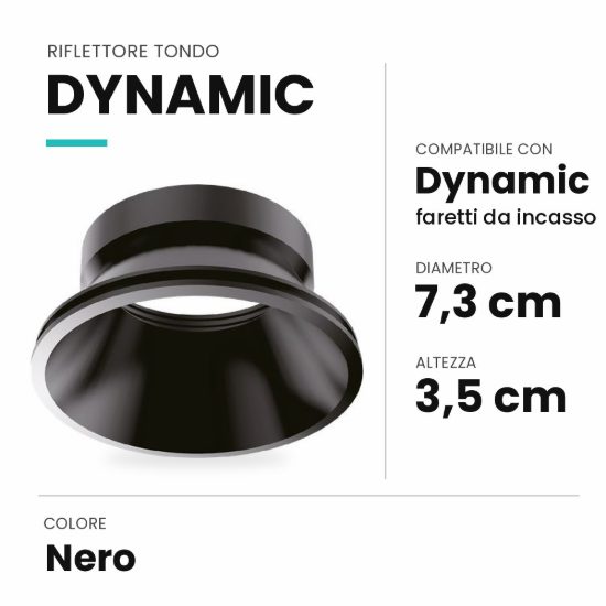 Ideal lux dynamic riflettore tondo per faretti da incasso nero