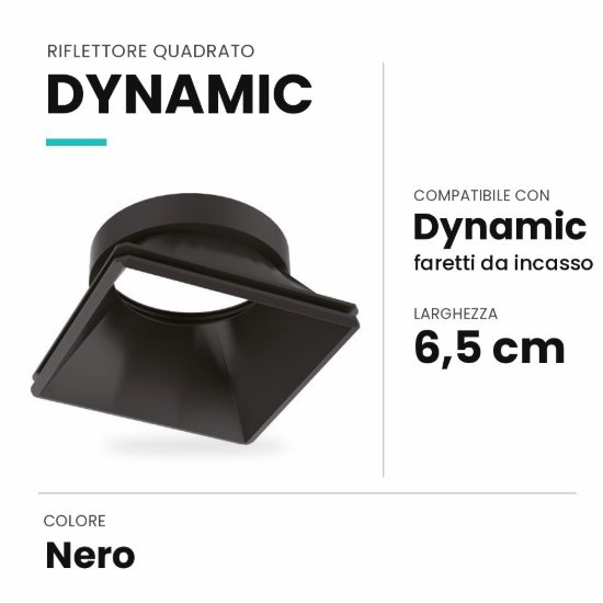 Ideal lux dynamic riflettore quadrato per faretti da incasso nero