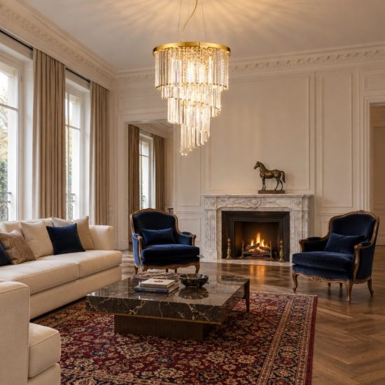 Ideal lux carlton lampadario 12 luci e14 50cm per salotto classico oro con pendenti