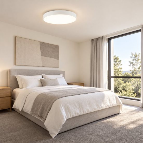 Ideal lux halo plafoniera led 32w 3000k 45cm per camera da letto moderna bianca