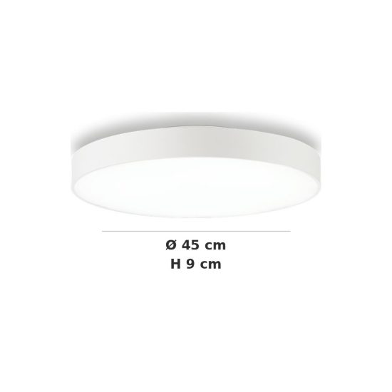 Ideal lux halo plafoniera led 32w 3000k 45cm per camera da letto moderna bianca