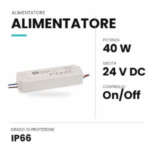 Ideal lux alimentatore da esterno a tensione costante 24v 40w ip66 on-off acciaio
