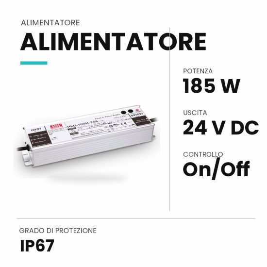 Ideal lux alimentatore da esterno a tensione costante 24v 185w ip67 on-off acciaio