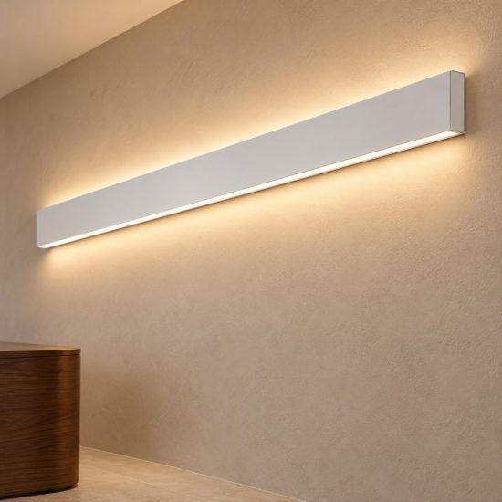 Ideal lux steel applique led 32w 3000k dimmerabile 120cm lineare bianca per ingresso