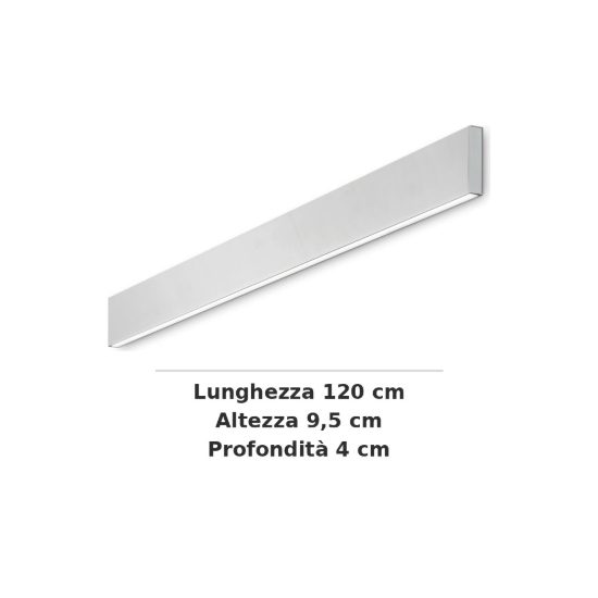 Ideal lux steel applique led 32w 3000k dimmerabile 120cm lineare bianca per ingresso