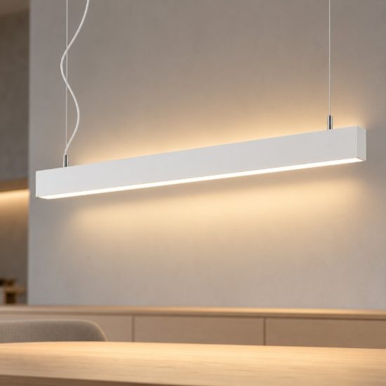 Ideal lux steel lampadario lineare biemissione fascio largo led 32w 3000k 120cm bianco
