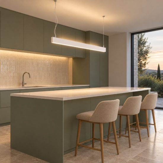 Ideal lux steel lampadario lineare biemissione fascio largo led 32w 3000k 120cm bianco