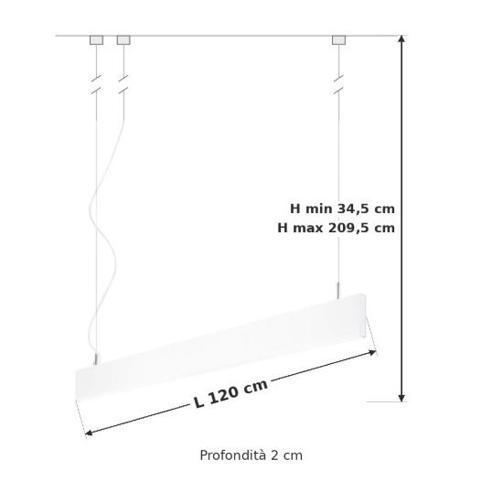Ideal lux steel lampadario lineare biemissione fascio largo led 32w 3000k 120cm bianco