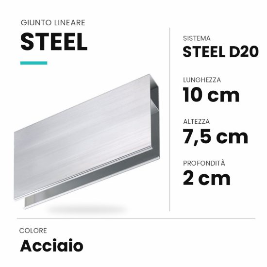 Ideal lux steel giunto lineare 10cm per sistema lineare a sospensione acciaio