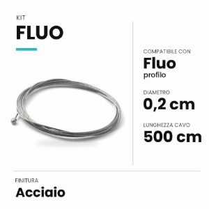 Ideal lux fluo kit di sospensione 5m per profilo acciaio