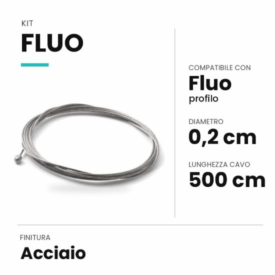 Ideal lux fluo kit di sospensione 5m per profilo acciaio