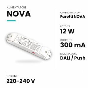 Ideal lux nova alimentatore dimmerabile dali push 12w 300ma per faretti da incasso