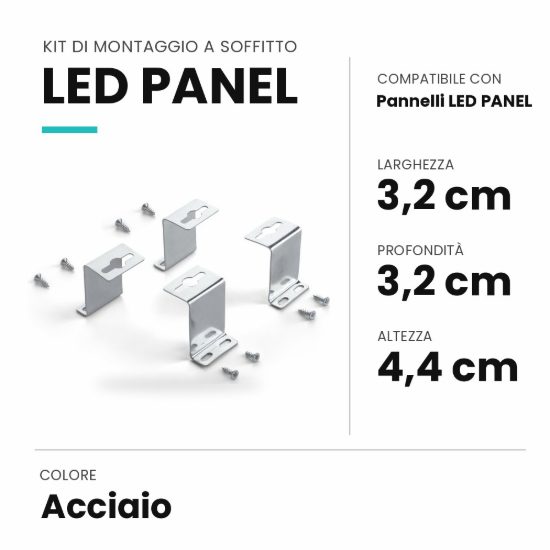 Ideal lux led panel kit di montaggio a soffitto per pannelli led acciaio