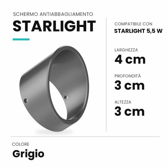 Ideal lux starlight schermo antiabbagliamento per faretto da esterno 5,5w grigio