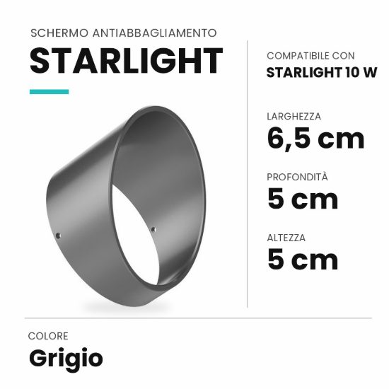 Ideal lux starlight schermo antiabbagliamento per faretto da esterno 10w grigio