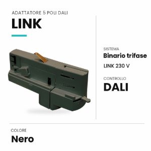 Ideal lux link adattatore 5 poli dali per binario trifase nero