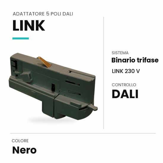 Ideal lux link adattatore 5 poli dali per binario trifase nero