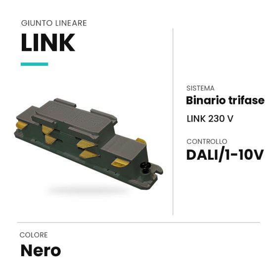 Ideal lux link giunto lineare per binario trifase dali/1-10v nero