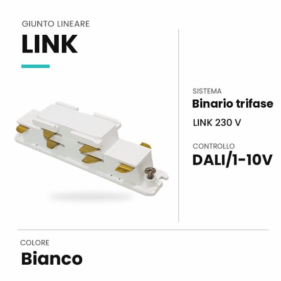 Ideal lux link giunto lineare per binario trifase dali/1-10v bianco