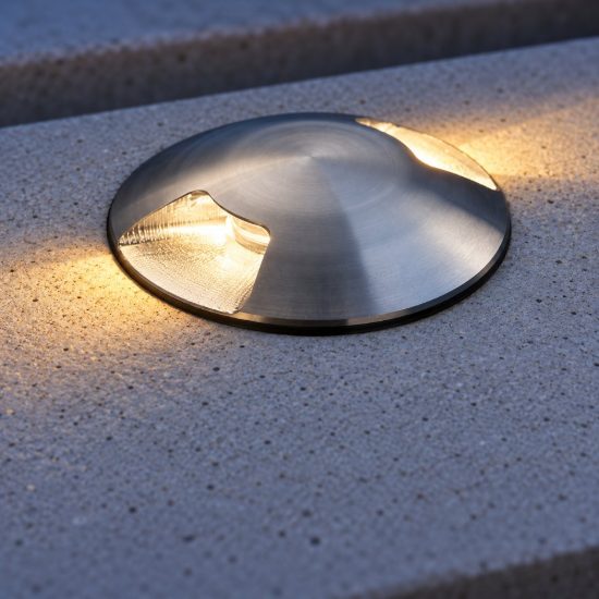 Ideal lux rocket segnapasso da esterno pavimento a luce doppia led 3w 3000k 9,2cm rotondo acciaio