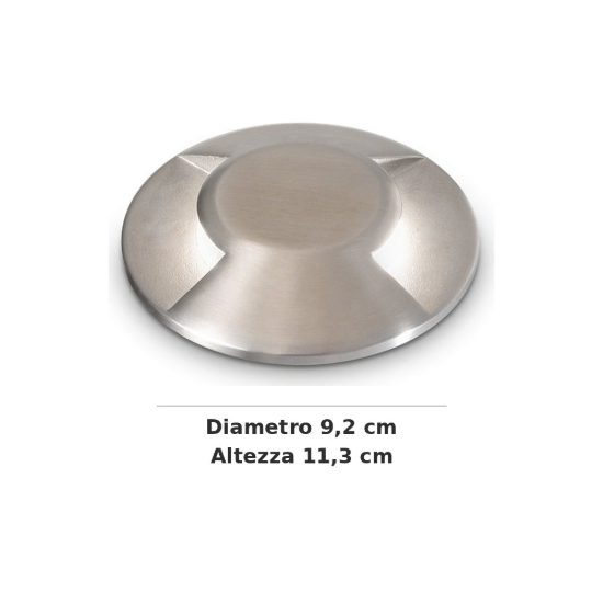 Ideal lux rocket segnapasso da esterno pavimento a luce doppia led 3w 3000k 9,2cm rotondo acciaio