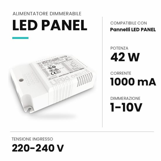 Ideal lux led panel alimentatore dimmerabile 1-10v 42w 1000ma per pannelli led