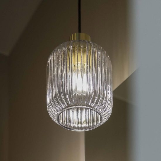 Ideal lux mint lampada a sospensione vetro rigato e27 14cm per camera da letto contemporanea verde