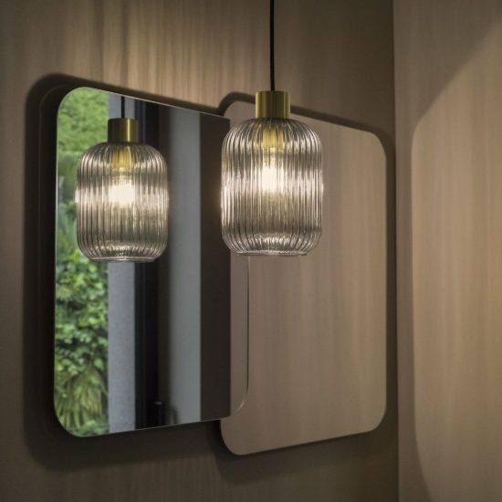 Ideal lux mint lampada a sospensione vetro rigato e27 14cm per camera da letto contemporanea verde